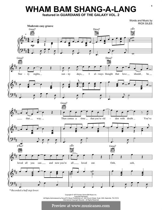Wham Bam Shang-A-Lang: Für Stimme und Klavier (oder Gitarre) by Rick Giles
