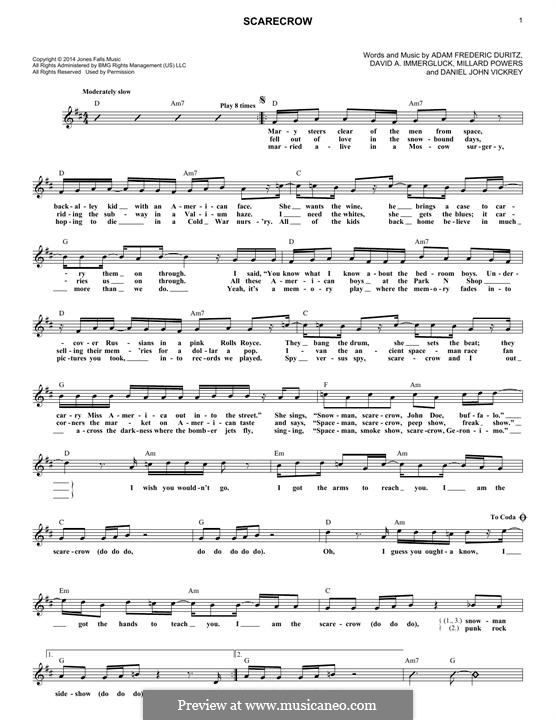 Scarecrow (Counting Crows): Melodische Linie by Adam F. Duritz, Daniel J. Vickrey, David Immergluck, Millard Powers
