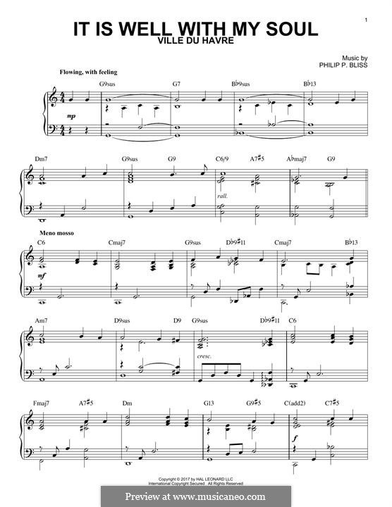 It Is Well with My Soul (Printable scores): Für Klavier by Philip Paul Bliss