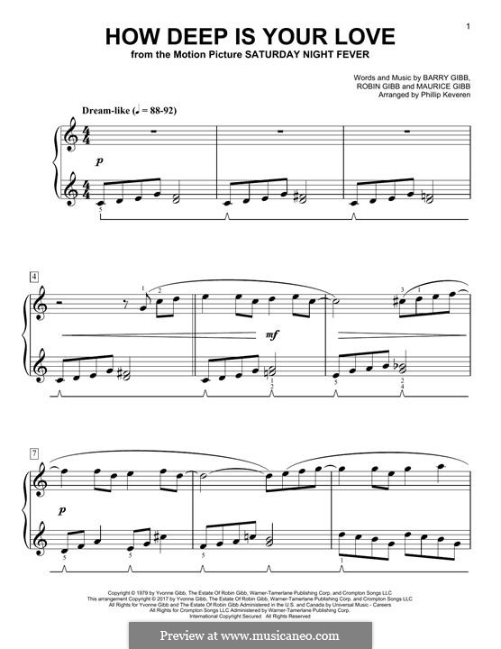 How Deep Is Your Love (The Bee Gees): For piano (classical version) by Barry Gibb, Maurice Gibb, Robin Gibb