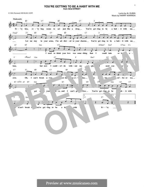 You're Getting To Be a Habit with Me: Melodische Linie by Harry Warren