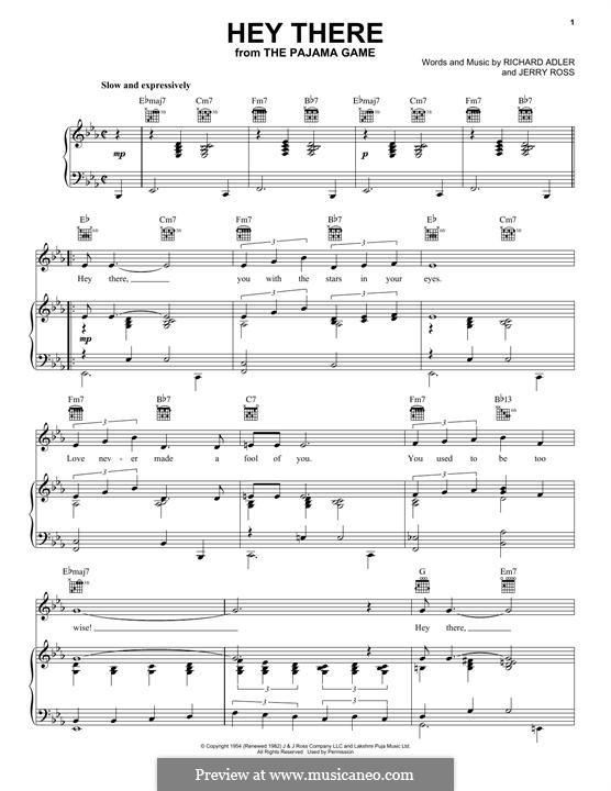Hey There (from The Pajama Game): Für Stimme und Klavier (oder Gitarre) by Jerry Ross, Richard Adler
