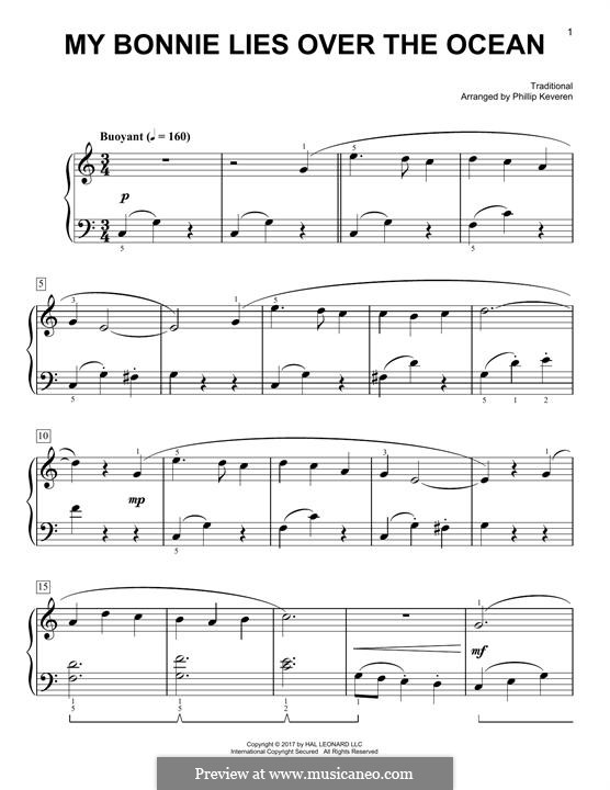 My Bonnie is over the Ocean: Für Klavier by folklore