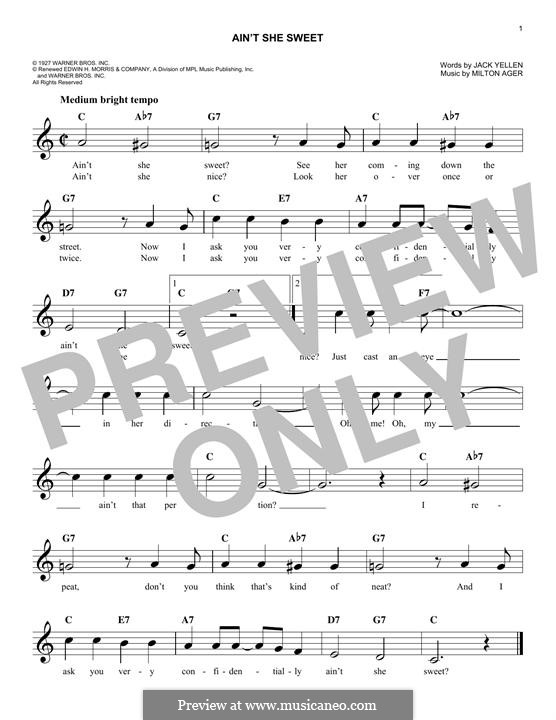 Ain't She Sweet (The Beatles): Melodische Linie by Milton Ager