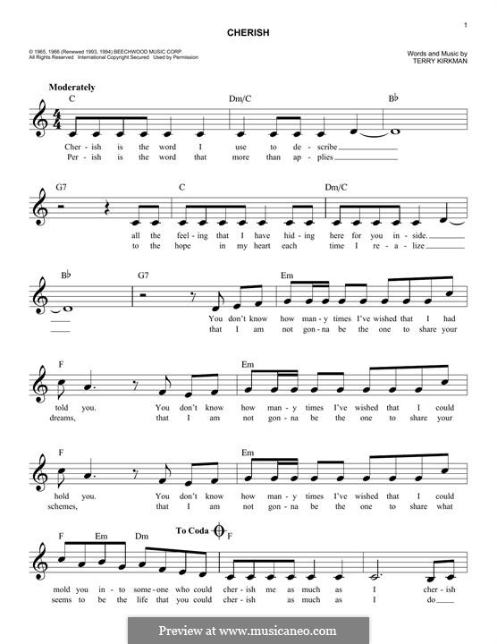 Cherish (The Association): Melodische Linie by Terry Kirkman