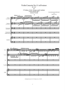 Konzert für zwei Violinen, Cello und Streicher Nr.11 in d-Moll, RV 565: Vollpartitur, Stimmen by Antonio Vivaldi
