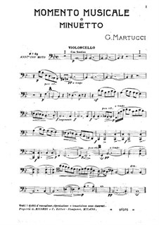 Musikalischen Moment und Menuett: Cellostimme by Giuseppe Martucci