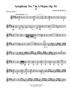 Teil I: Klarinette in B 2 (transponierte Stimme) by Ludwig van Beethoven