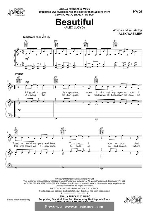 Beautiful: Für Stimme und Klavier (oder Gitarre) by Alexander Wasiliev