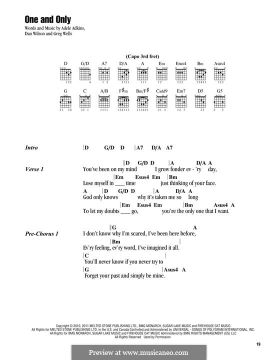 One and Only: Text und Akkorde by Adele, Daniel Wilson, Greg Wells