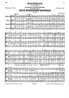 Trauergesang, Op.116: Für gemischten Chor a cappella by Felix Mendelssohn-Bartholdy