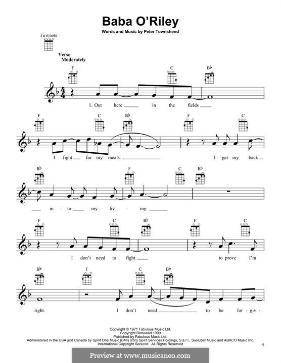 Baba O'Reilly (from Summer of Sam): Für Ukulele by Peter Townshend