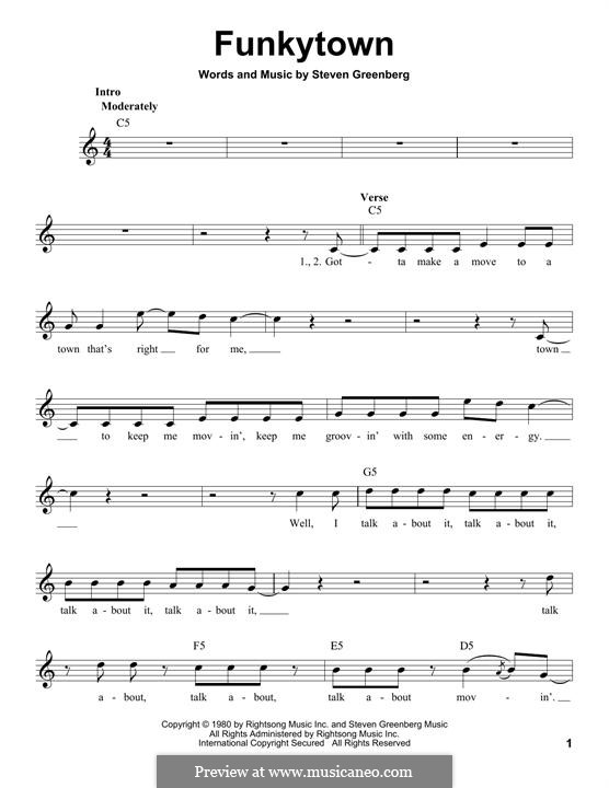 Funkytown (Lipps Inc.) von S. Greenberg Noten auf MusicaNeo