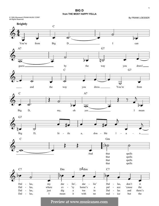Big D: Melodische Linie by Frank Loesser