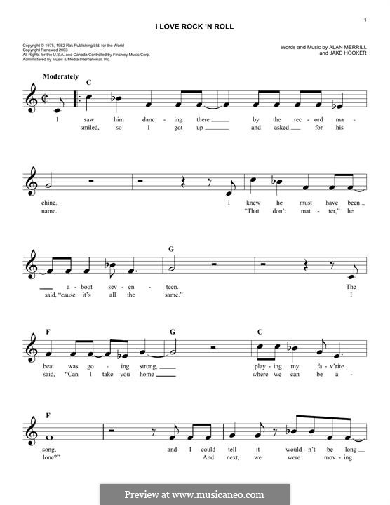 I Love Rock 'n Roll: Melodische Linie by Alan Merrill, Jake Hooker