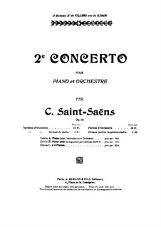 Konzert für Klavier und Orchester Nr.2 in g-Moll, Op.22: Vollpartitur by Camille Saint-Saëns