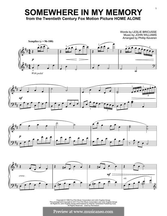 Somewhere in My Memory (from Home Alone): Für Klavier by John Williams