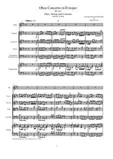 Concerto for Oboe and Strings in D Major , RV 453: Score and parts by Antonio Vivaldi