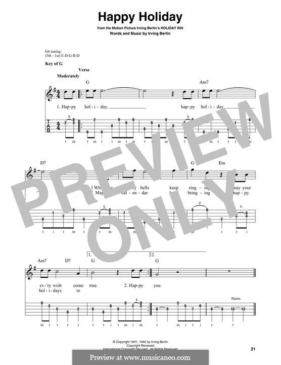 Happy Holiday: For banjo by Irving Berlin