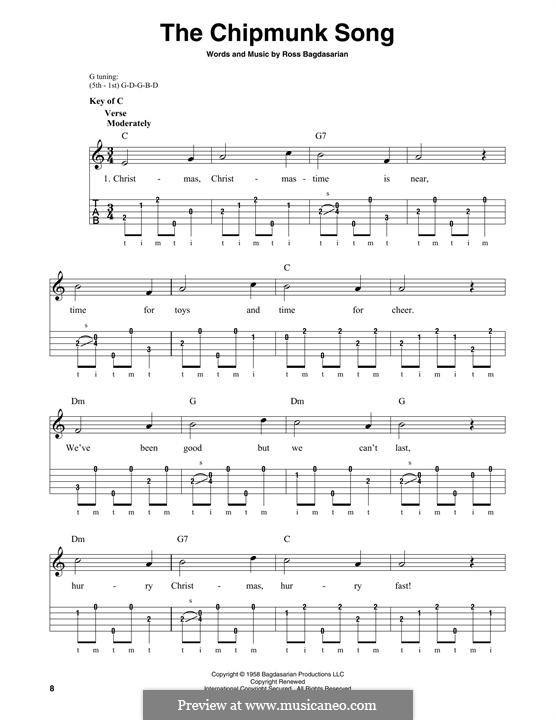 The Chipmunk Song (Alvin and the Chipmunks): For banjo by Ross Bagdasarian