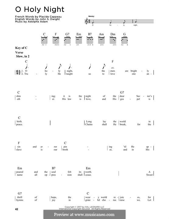 Vocal version (Printable scores): Lyrics and guitar tab by Adolphe Adam