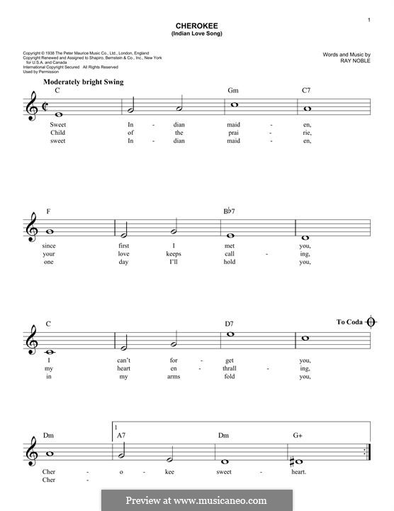 Cherokee: Melodische Linie by Ray Noble