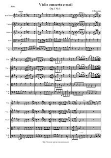 12 Concerti a cinque, Op.1: Concerto No.1 e-moll – score and parts by Carlo Tessarini
