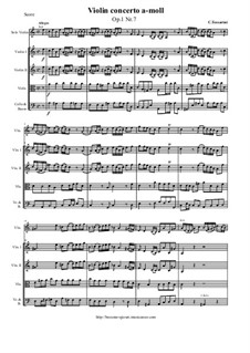 12 Concerti a cinque, Op.1: Concerto No.7 a-moll - score and parts by Carlo Tessarini
