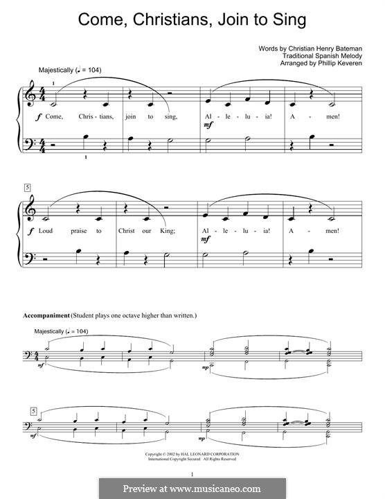 Come, Christians, Join to Sing: Für Klavier by folklore