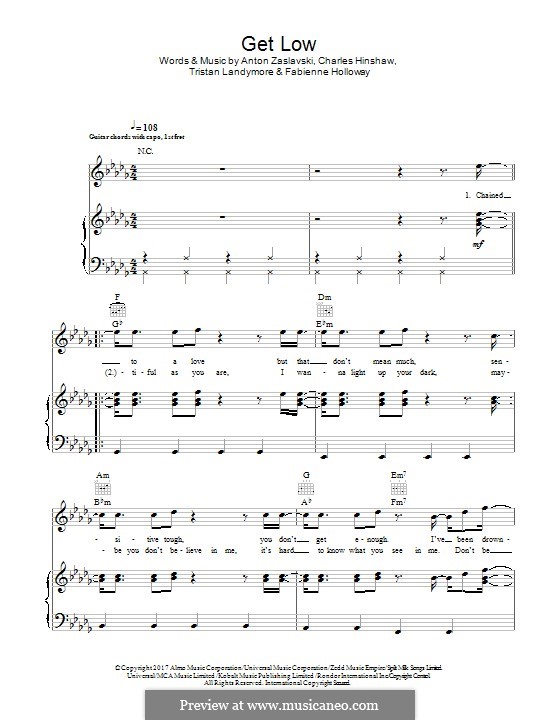 Get Low (Zedd & Liam Payne): Für Stimme und Klavier (oder Gitarre) by Charles Hinshaw, Anton Zaslavski, Liam Payne, Michael Payne, Fabienne Holloway, Tristan Landymore
