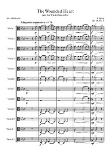 Zwei Elegische Melodien, Op.34: No.1 Hjertesår, for viola ensemble by Edvard Grieg
