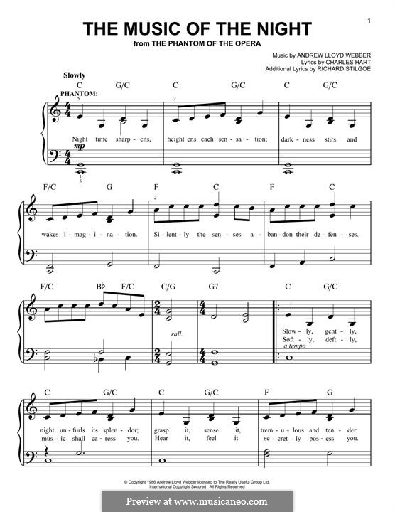 The Music of the Night (instrumental version): Für Klavier by Andrew Lloyd Webber