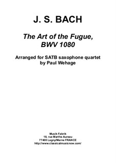 Vollständiger Teile: For SATB saxophone quartet by Johann Sebastian Bach