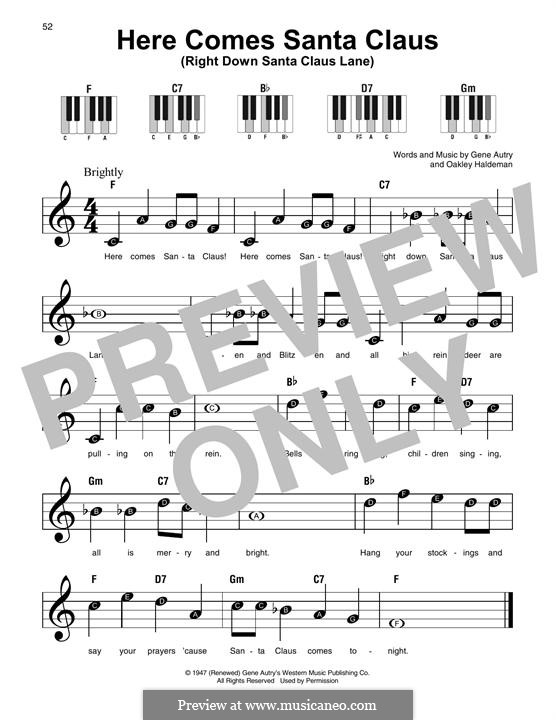 Piano version: Easy version by Gene Autry, Oakley Haldeman