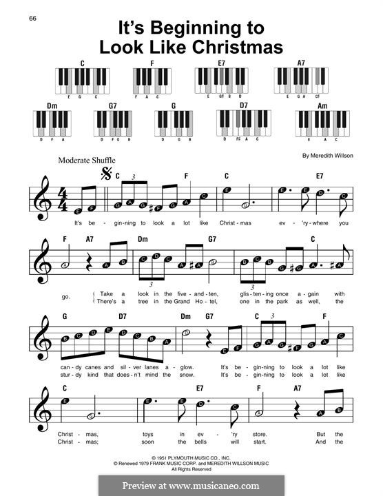 It's Beginning to Look a Lot Like Christmas (Perry Como): Für Klavier by Meredith Willson