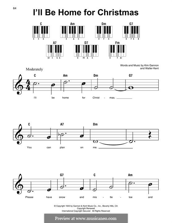 Piano version: Easy notes by Kim Gannon, Walter Kent