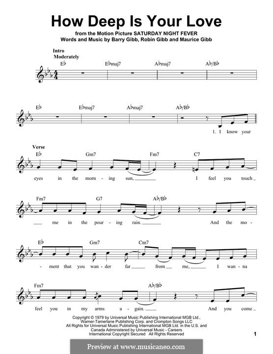 How Deep Is Your Love (The Bee Gees): Melodische Linie by Barry Gibb, Maurice Gibb, Robin Gibb