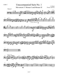 Sechs Suiten für Cello, BWV 1007-1012: Suite No.1: Movement 5 – Menuets 1 and 2. Arrangement for four celli, Op.1 by Johann Sebastian Bach