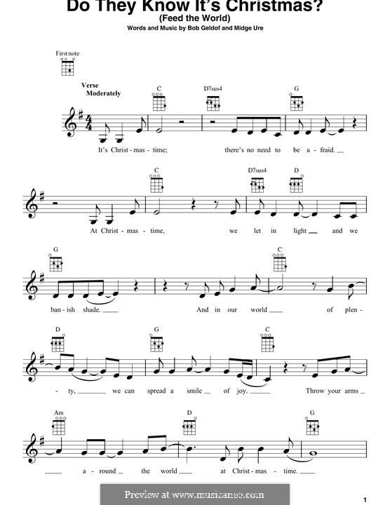 Do They Know It's Christmas? (Feed the World): Für Ukulele by Bob Geldof, Midge Ure