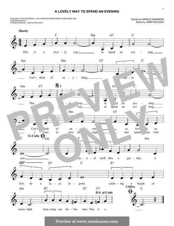 A Lovely Way to Spend an Evening (Frank Sinatra): Melodische Linie by Jimmy McHugh