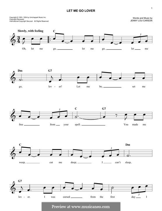 Let Me Go, Lover!: Melodische Linie by Jenny Lou Carson