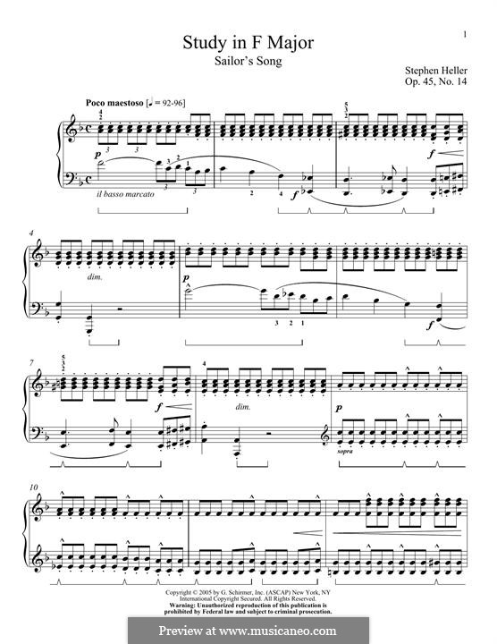 Fünfundzwanzig Etüden, Op.45: Sailor's Song No.14 by Stephen Heller