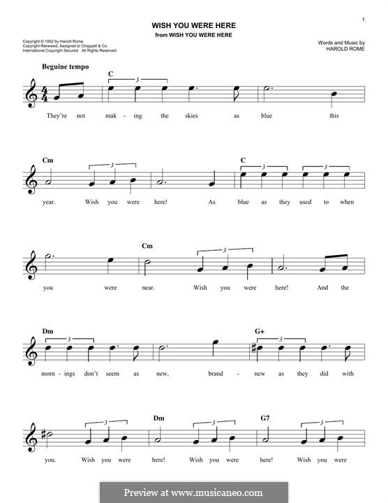 Wish You Were Here von H. Rome - Noten auf MusicaNeo