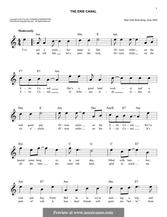 The Erie Canal: Melodische Linie by folklore