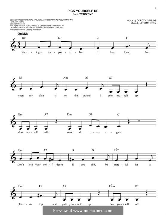 Pick Yourself Up (from Swing Time): Melodische Linie by Jerome Kern