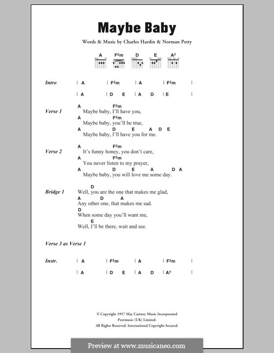Maybe Baby (Buddy Holly): Melodische Linie by Charles Hardin, Norman Petty