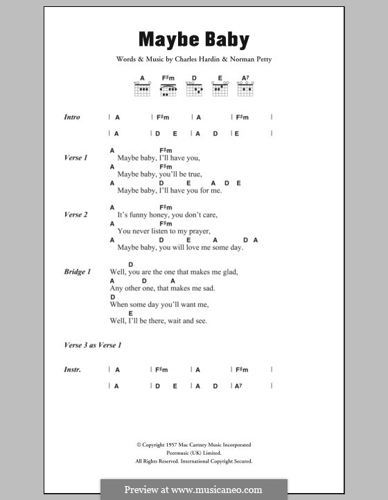 Maybe Baby (Buddy Holly): Melodische Linie by Charles Hardin, Norman Petty