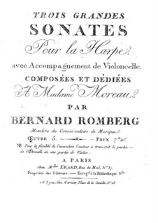 Grosse Sonate für Violine (oder Cello) und Harfe (oder Klavier), Op.5 No.1: Harfe- und Violinstimmen by Bernhard Romberg
