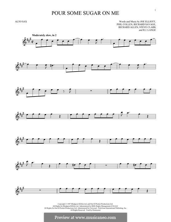 Pour Some Sugar on Me (Def Leppard): Für Altsaxophon by Joe Elliott, Phil Collen, Richard Savage, Robert John Lange, Steve Clark