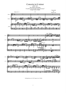 Concerto for Oboe, Strings, and Continuo in G Minor, HWV 287: Version for two flutes and piano - score and parts by Georg Friedrich Händel